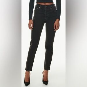 Aritzia Denim Forum The Yoko High Rise Slim Faded Black Button Fly Women's Jeans
